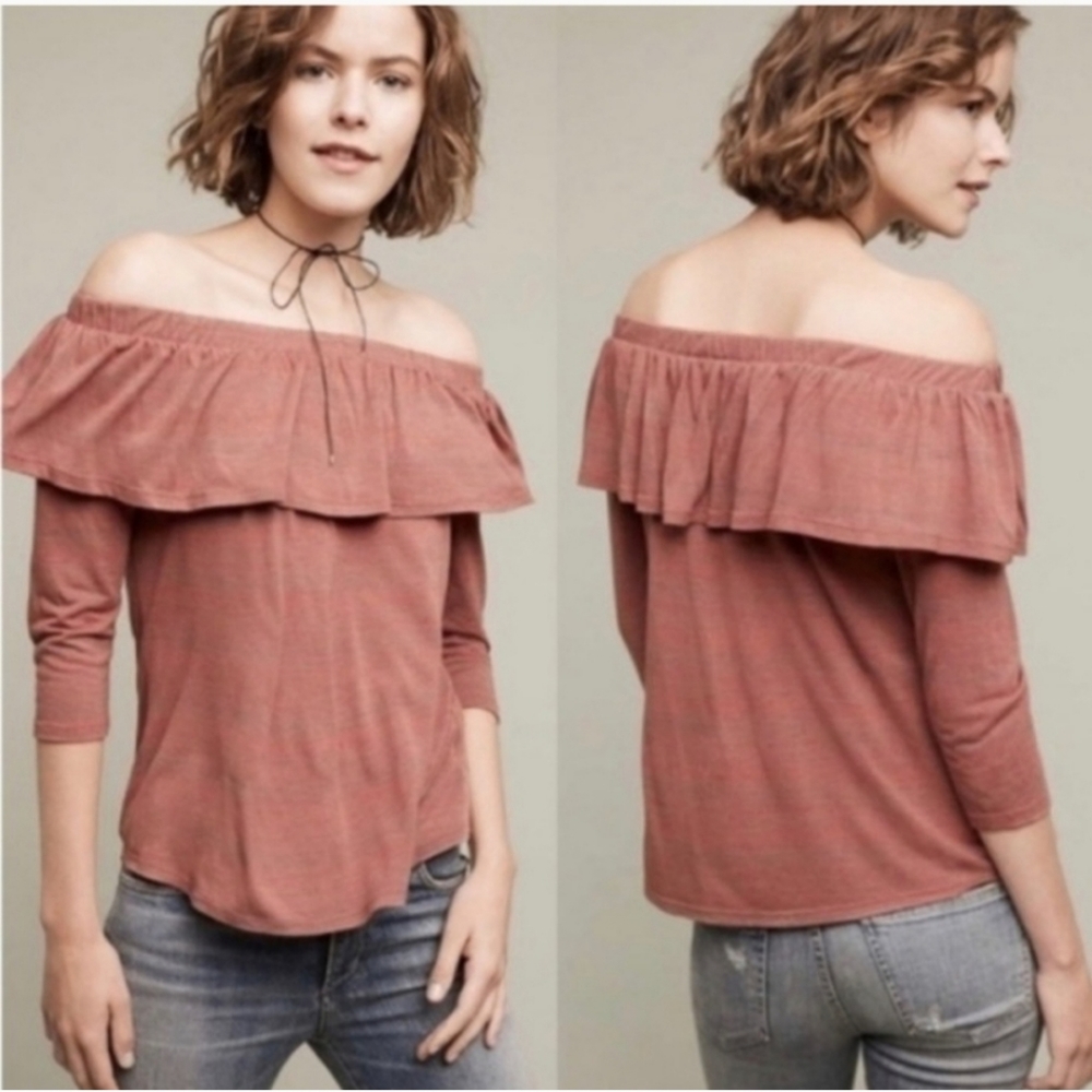Anthropologie Dolan Charla Off The Shoulder Ruffle Overlay Top